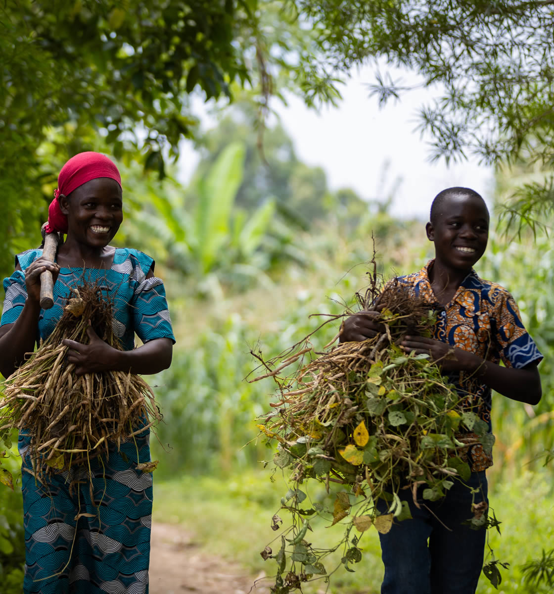 A shot of an animator with her son working at the farm